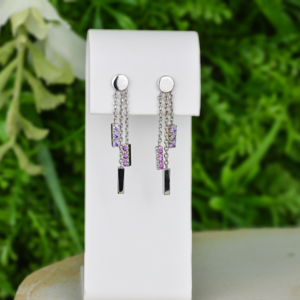 Boucles d'Oreilles argent pierre mauve - Néphélie - Oniri atelier