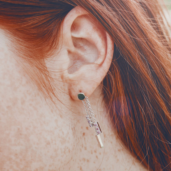 Boucles d'Oreilles argent pierre mauve - Néphélie - Oniri atelier