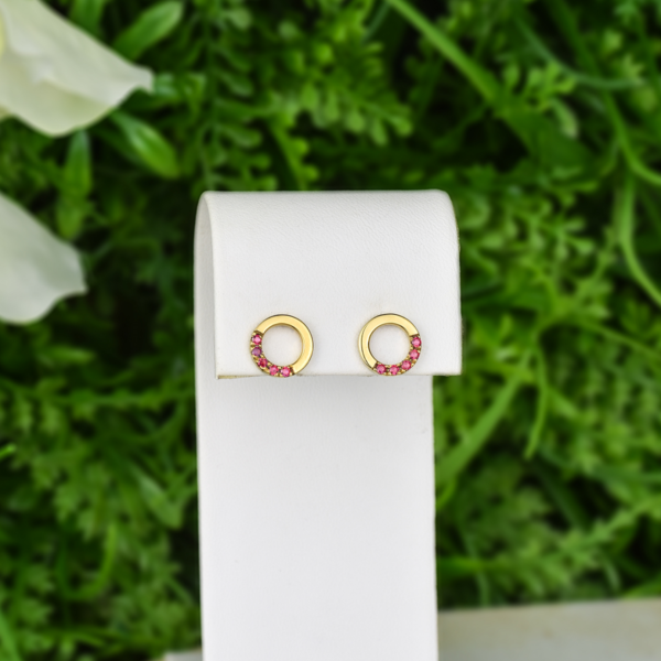 Boucles d'Oreilles or et pierre rose - Oniri atelier