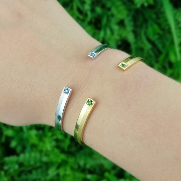 Bracelet or jaune et argent - Naomi - Oniri atelier